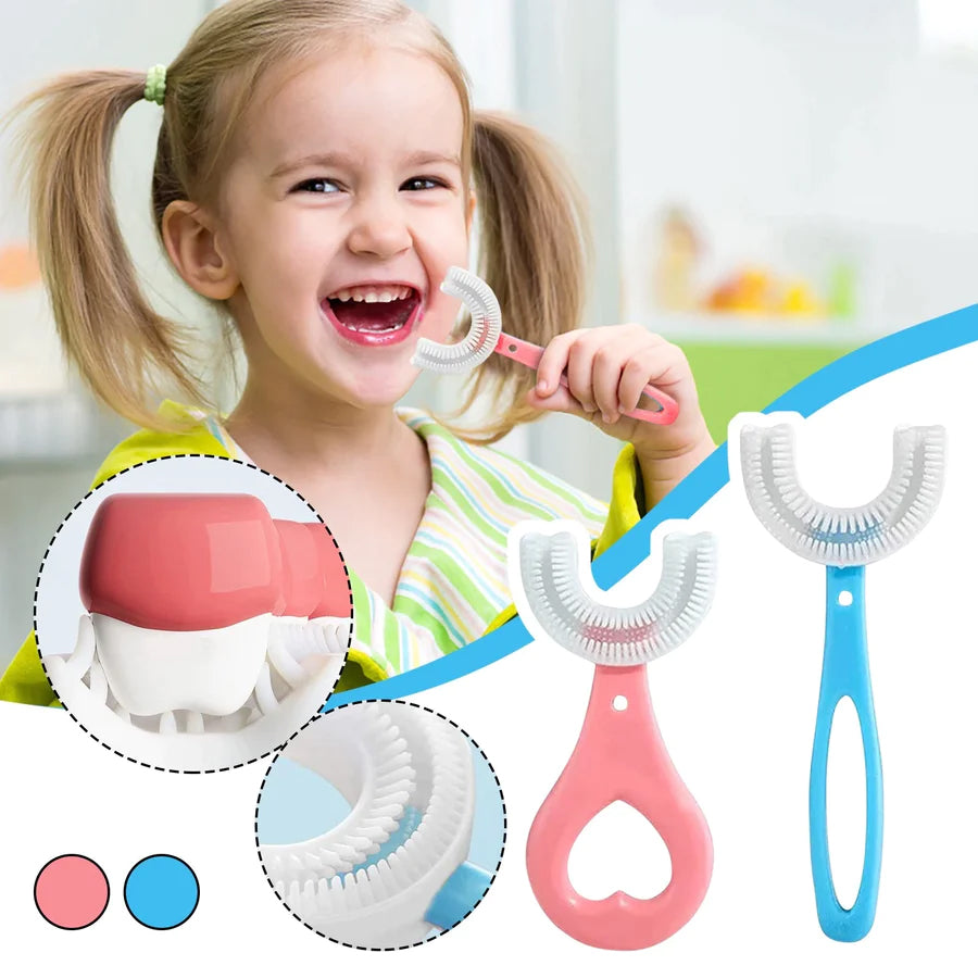 Cepillo dental de silicona en forma de U - 360° 👧🧑para bebés y niños hasta 5 años.